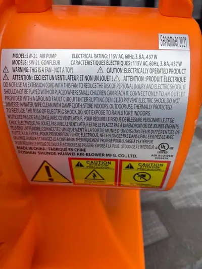 This air pump would be ideal for inflatables, such as bounce castles. It could even work as a fan in...