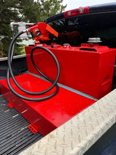 320 litre westeel L shaped slip tank New 16 gpm pump with inline filter 18’ power cable with clamps...