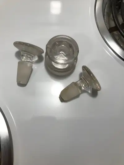 Early 1900’s Glass Apothecary Bottle Stoppers.($5 for all 3)., View more