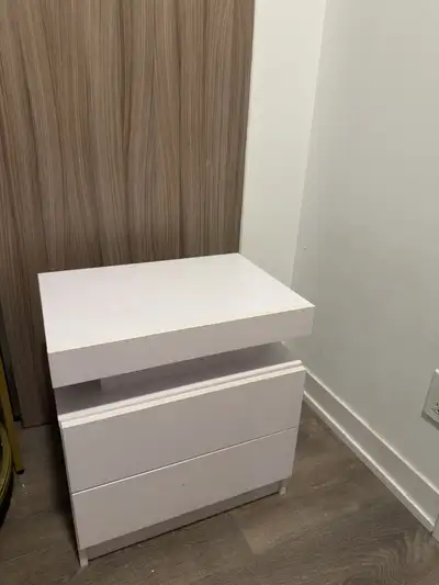 Modern White LED Nightstand – 2 Drawers (Wayfair), View more