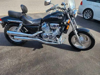 I'm selling my Honda Magna 750, a sleek black cruiser known for its reliable performance and comfort...
