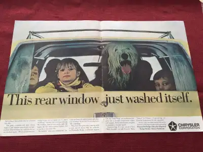 « This rear window just washed itself. » Measures 20 1/2 inches by 13inches high. Double page. In ex...