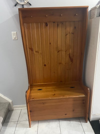 Pine handmade bench with hooks and storage