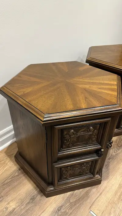 2 Solid Wood End Tables - Side Tables, View more