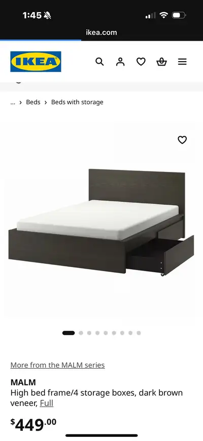 queen ikea malm bed frame 4 drawers, View more