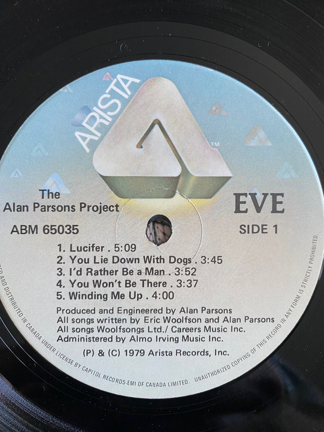 The Alan Parson’s Project-Eve Record in Arts & Collectibles in North Bay - Image 3