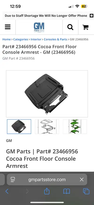 1) Armrest Assembly Front Floor Console GM Part# 23466956 - $250 2) Rear Park Assist Camera GM Part#...