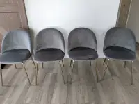 Like new grey gold Velvet dining chairs