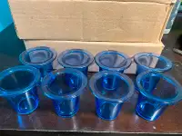 Candle Holders - Glass Blue - 3" Height - 2 boxes x 8, 1 box x 7