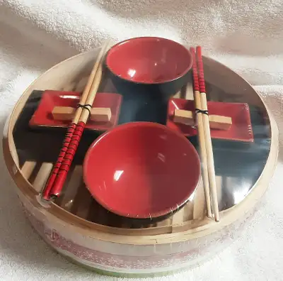 New in package Rice Bowls Soy Dishes Chopsticks Steamer Gift Set, View more