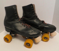 VINTAGE HIGH TOP UNISEX  " ORBIT "  ROLLER SKATES BLACK LEATHER