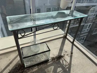 Free glass table and aquarium , View more