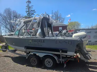 21ft lund baron great boat all ready for salmon season has a rebuilt 200 hp johnson ocean pro and a...