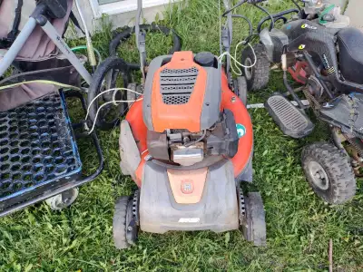 I'm looking to trade this for a push mower plus 30 bucks on top because this one is too big I can't...