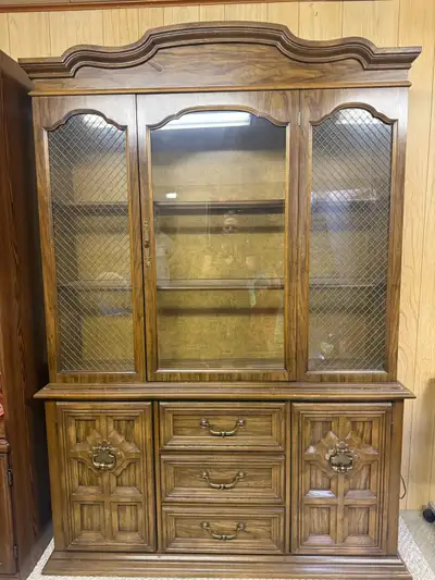 Vintage Wooden China Cabinet Hutch, View more