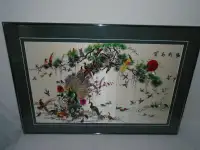 Vintage Broderie en Soie D'Art Asiatique / Asian Silk Art