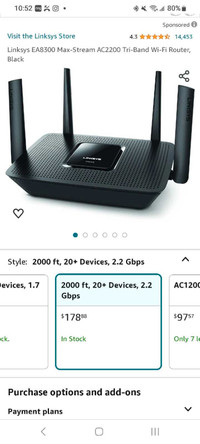 Linksys Max-Stream AC2200 Tri- Band router
