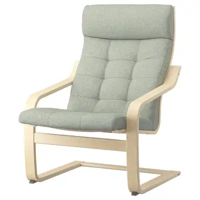 IKEA POANG armchair - frame: birch veneer - cushion: Gunnared light green