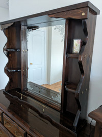 Dresser Mirror with Shelves - Solid Wood