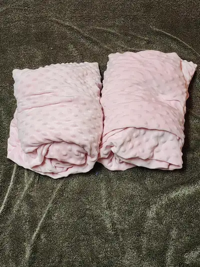 Set of 2 crib mattress covers (pink), View more