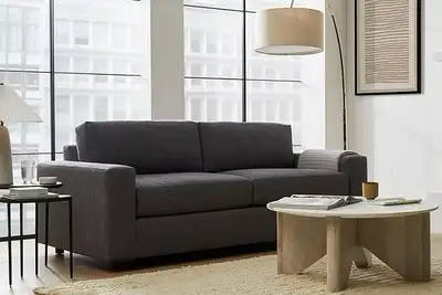 Urban Barn Charcoal Grey Sofa Baxter Couch Modern Designer Free , View more