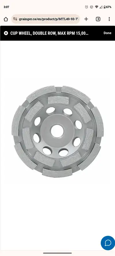 Concrete grinding disc 
