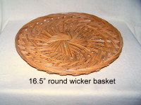 16.5” round tray, wicker, like new, service or display