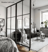 individual metal glass partition in the room
