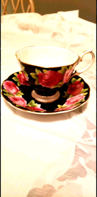 Royal albert black +  roses , Coalport tea cups