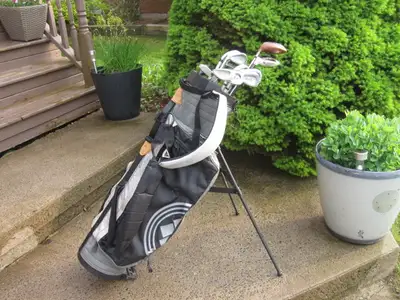 Men's Left Hand 12-pc Golf Clubs Set (Wilson Staff) & Golf Stand Bag includes:  Driver # 1 with 9.5...
