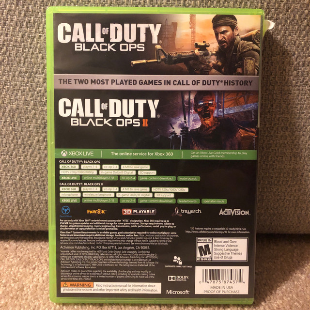 Call of Duty Blacks Ops Combo Pack XBOX 360 in XBOX 360 in Kitchener / Waterloo - Image 2