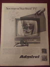 1967 Admiral New Snap-On Sun-Shield TV Original Ad