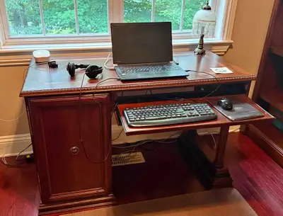 Computer desk in cherry wood veneer, View more