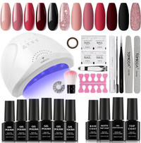 Gel Nail Polish Starter Kit plus 12 Nude Gel Nail Polish Set