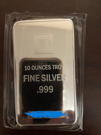 10 OZ TD .999 Silver Bullion Bar
