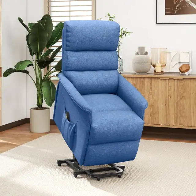 Electric Lift Recliner Chair with Remote Control, Blue  in Chairs & Recliners in Markham / York Region - Image 3
