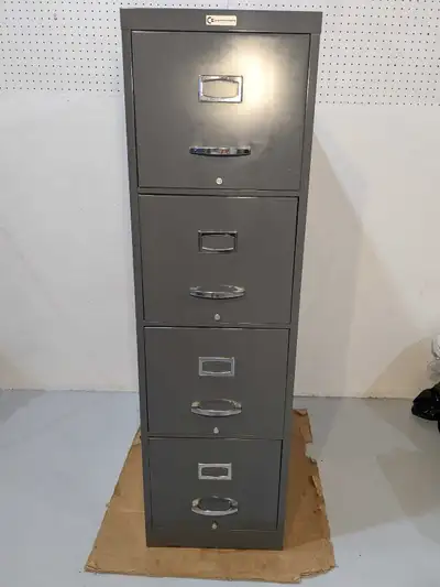 "COMMODORE" 4 Drawer FILE CABINET Sturdy Steel/Adjustable File Holder/Decorative Stainless Steel Han...