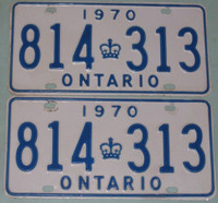 1970 Ont set of plates - nice condition