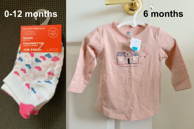 Brand new - Baby Shirt 6 months, Socks 0-12 months, $3 each in Multi-item in Ottawa