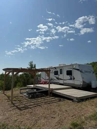 Lake lot with camper trailer set up for sale located in sun valley resort at Buffalo pound lake 25 m...