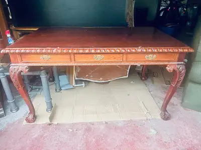 Solid Wood Executive Desk with Drawer, View more