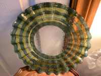 Vintage Hand Made Ruffle Edged Glass Plate 
