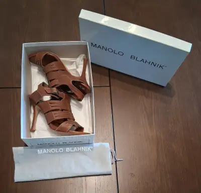 New, 100% Authentic Manolo Blahnik Leather Sandals, View more