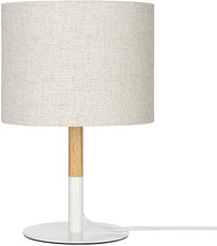 DEWENWILS Wood Table Lamp, Modern Nightstand Lamp with Fabric