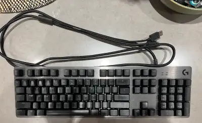 Logitech G513 Carbon IGX (GX Blue) clicky switches. Includes palmrest for the keyboard. Keyboard and...