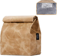 Updated Waxed Canvas Lunch Bag, Waterproof Lunch Box 14x8.5x5.5"