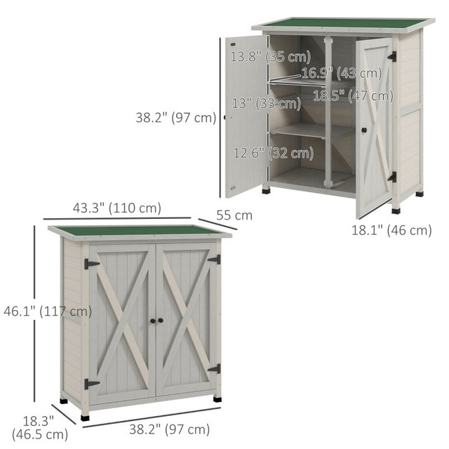 Wooden Garden Storage Shed Fir Tool Cabinet Organizer with Aspha in Outdoor Tools & Storage in Markham / York Region - Image 3