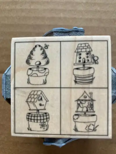 Cube stamp birdhouses $5.00 Cube stamp houses $5.00