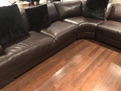 divan sectionnel en cuir chocolat, View more