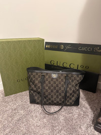 Gucci denim tote with gold hardware